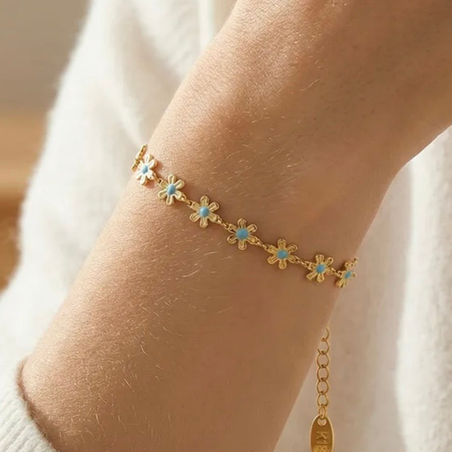 Azure Bloom Daisy Chain Bracelet