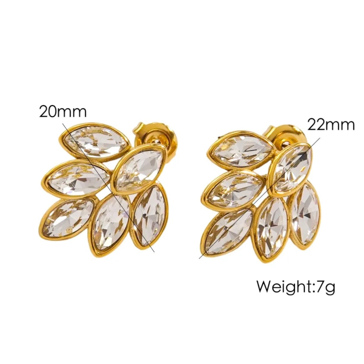 Six marquise-cut crystals earrings