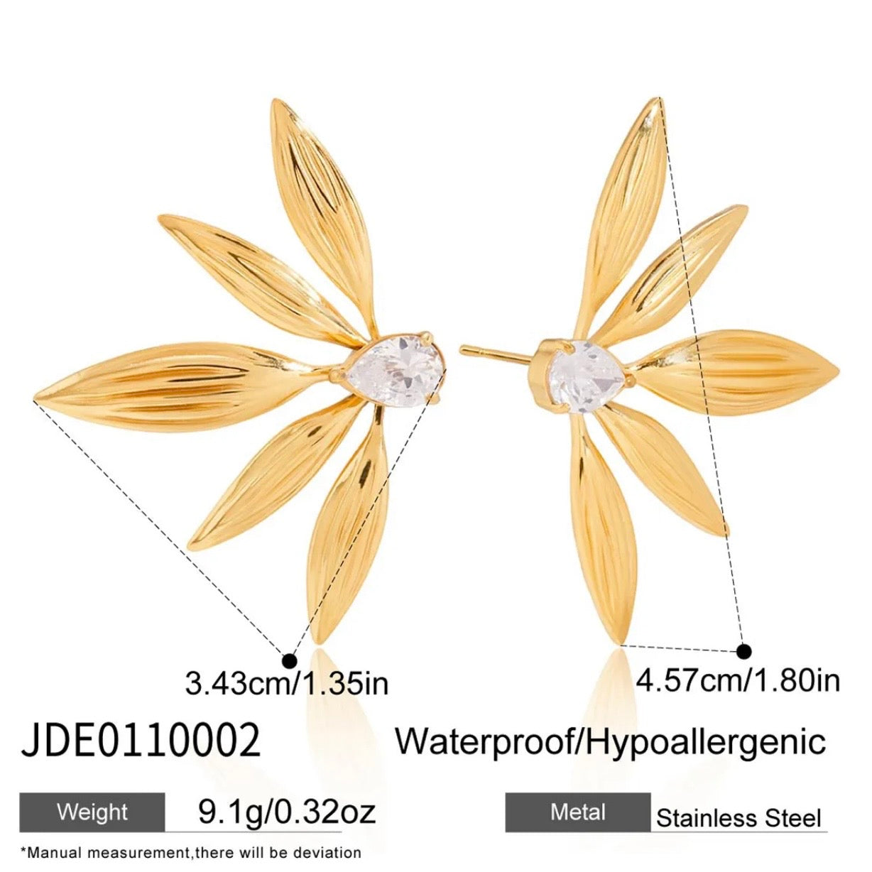 Floral fan motif earrings