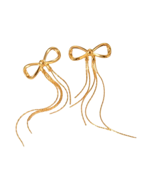 Graceful Bow Tassel Earrings