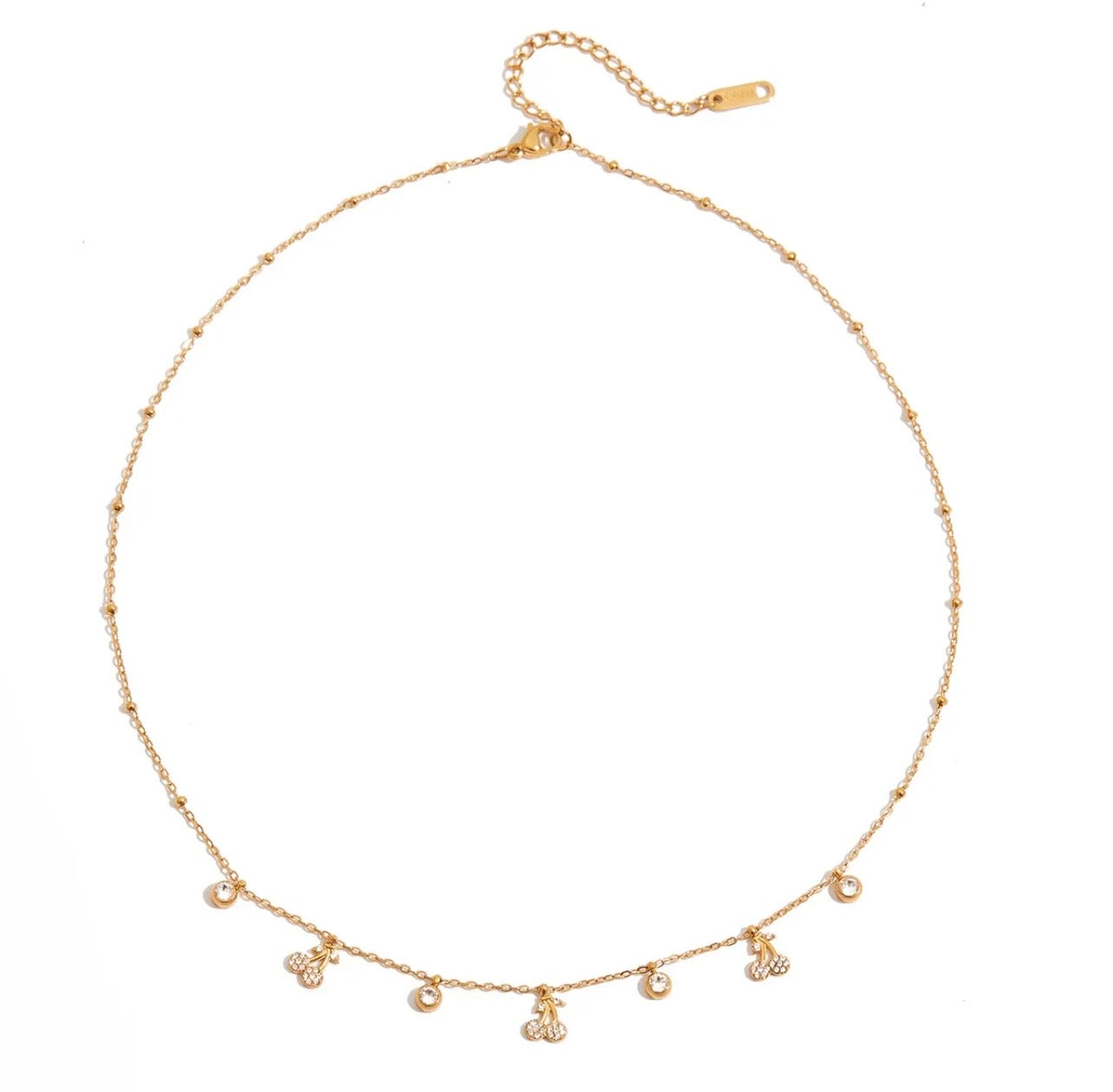crystal-encrusted cherry necklace