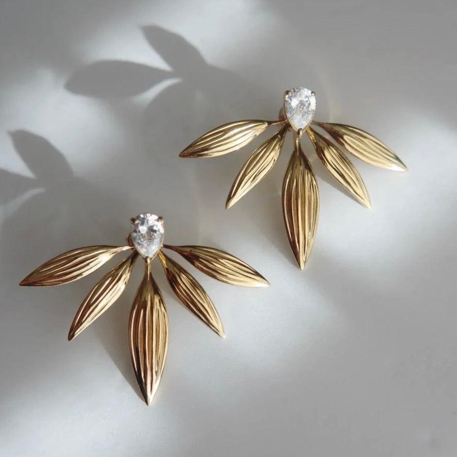 Floral fan motif earrings