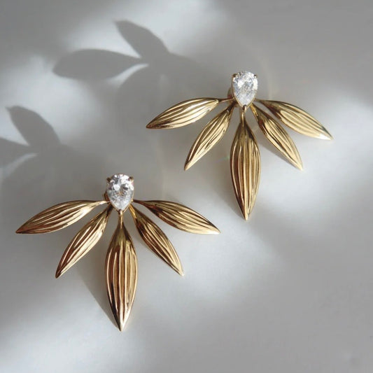 Floral fan motif earrings