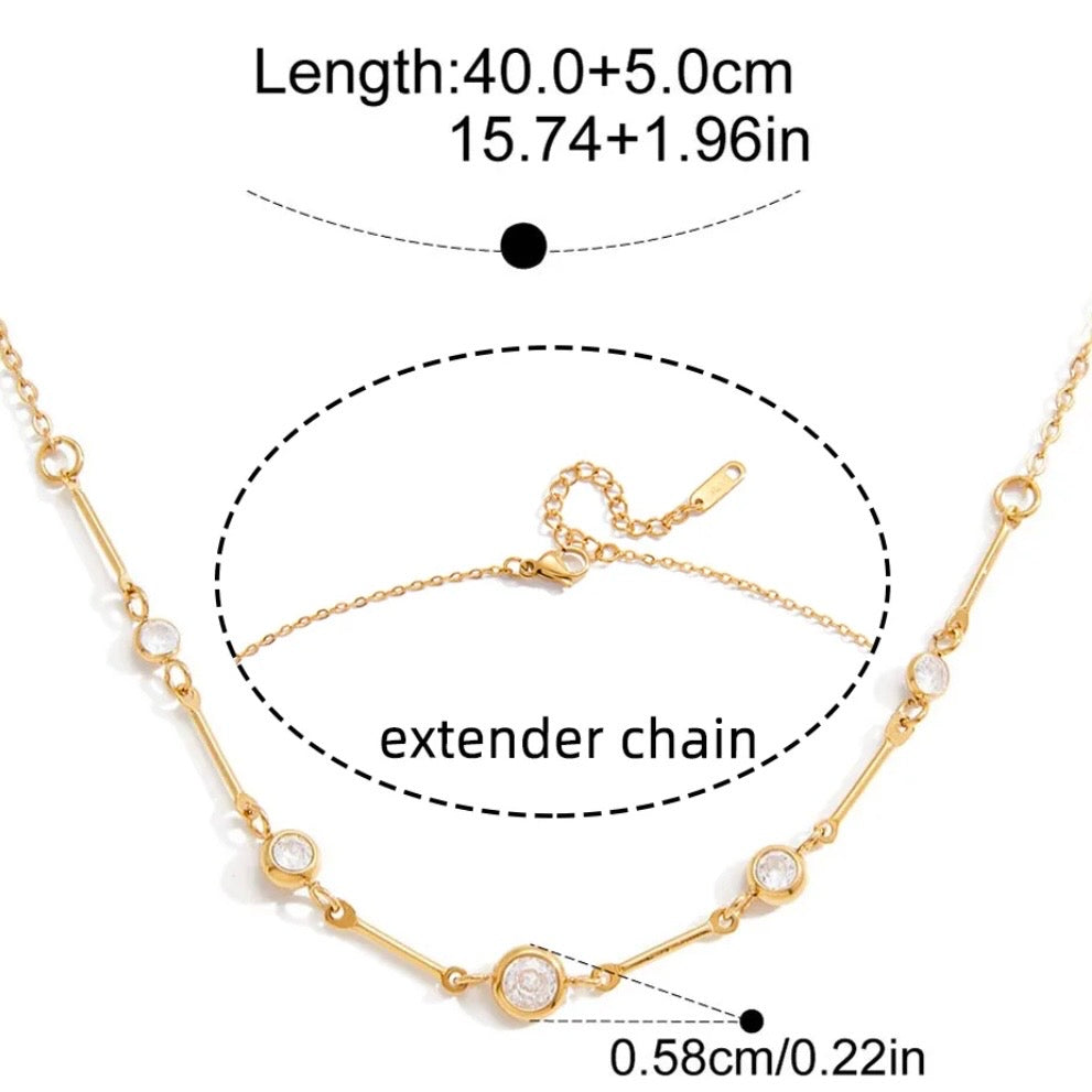 Bezel-set round crystals necklace