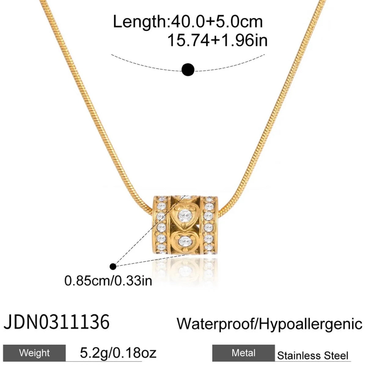 Cylindrical barrel pendant Necklace