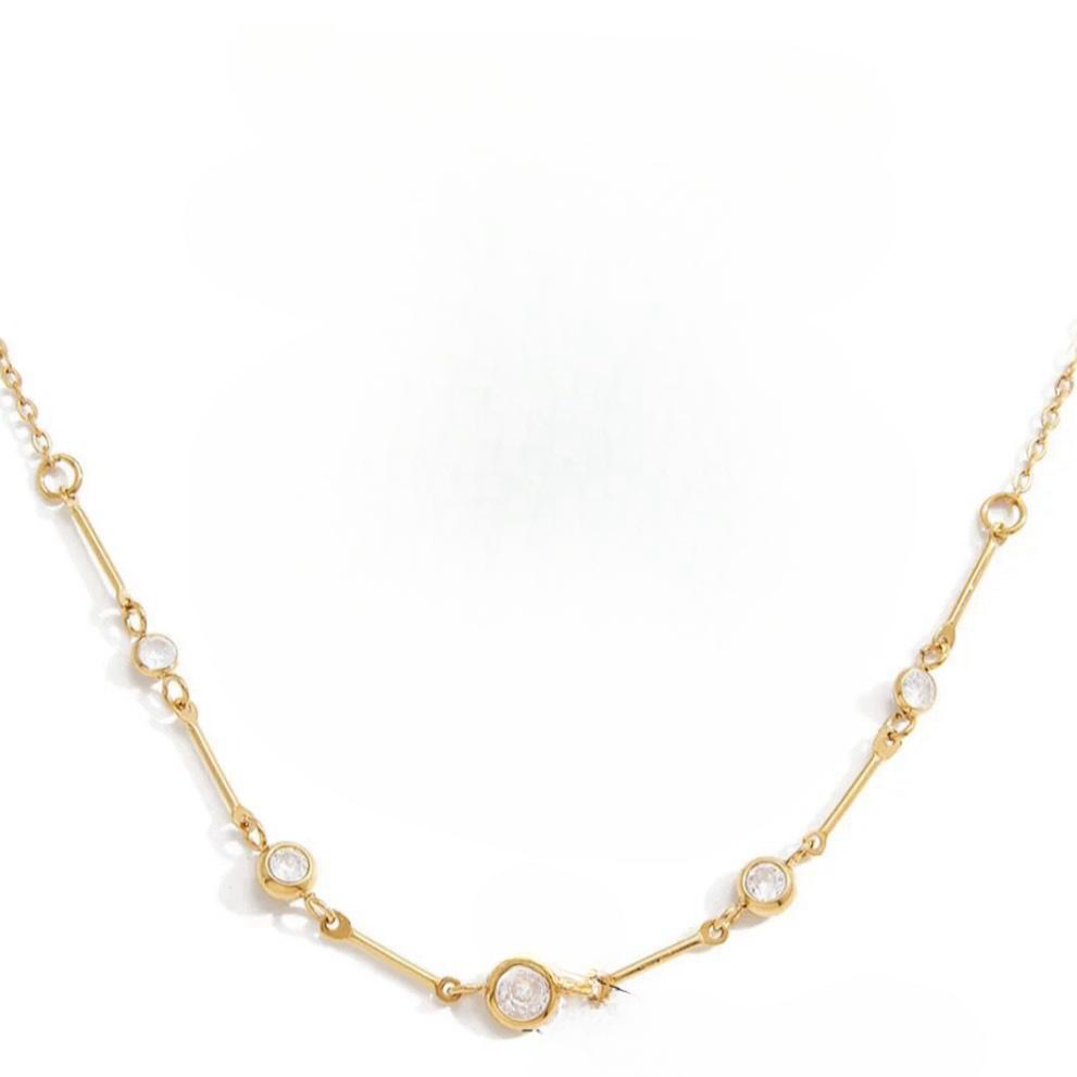 Bezel-set round crystals necklace