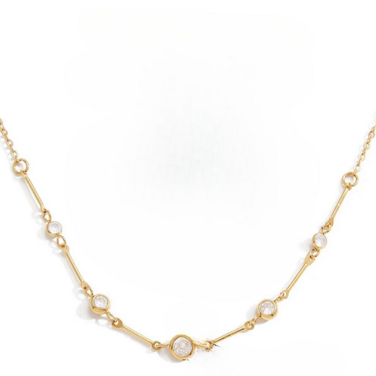 Bezel-set round crystals necklace