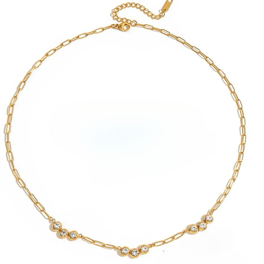 Bezel-set three round crystals necklace