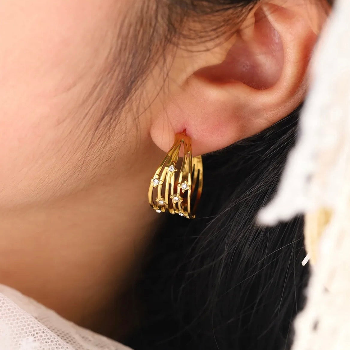 Gilded Cage Crystal Hoop Earrings